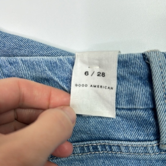 Good American Raw Hem Ripped Knees Indigo129 Jeans Size 6 NWT - Picture 12 of 15